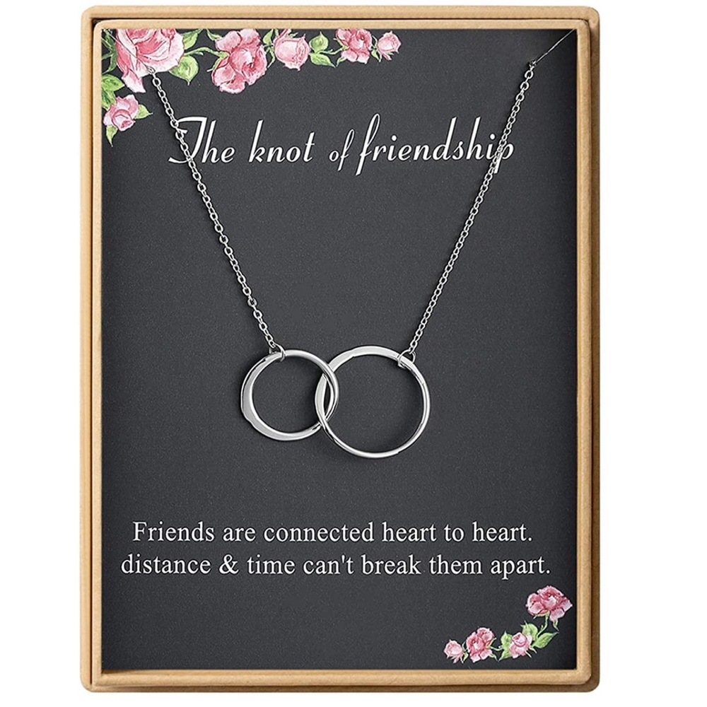 Two Interlocking Infinity Double Circles Necklace S925 Sterling Silver initial K